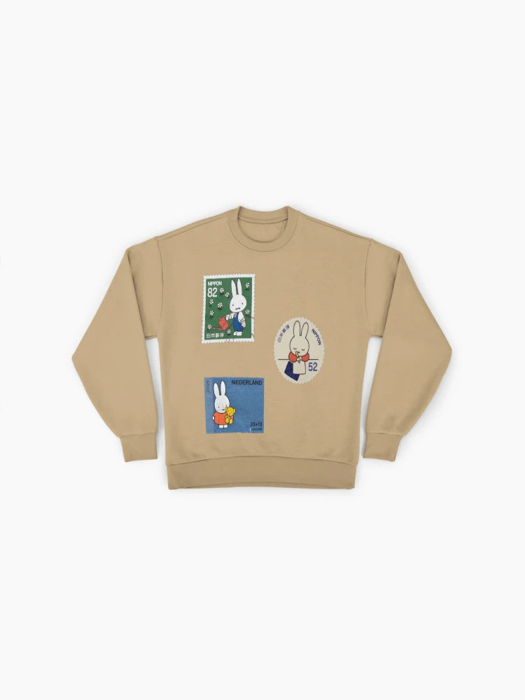 Vintage Japanese Bunny Stamp Art, Premium Oversized Sweatshirt
