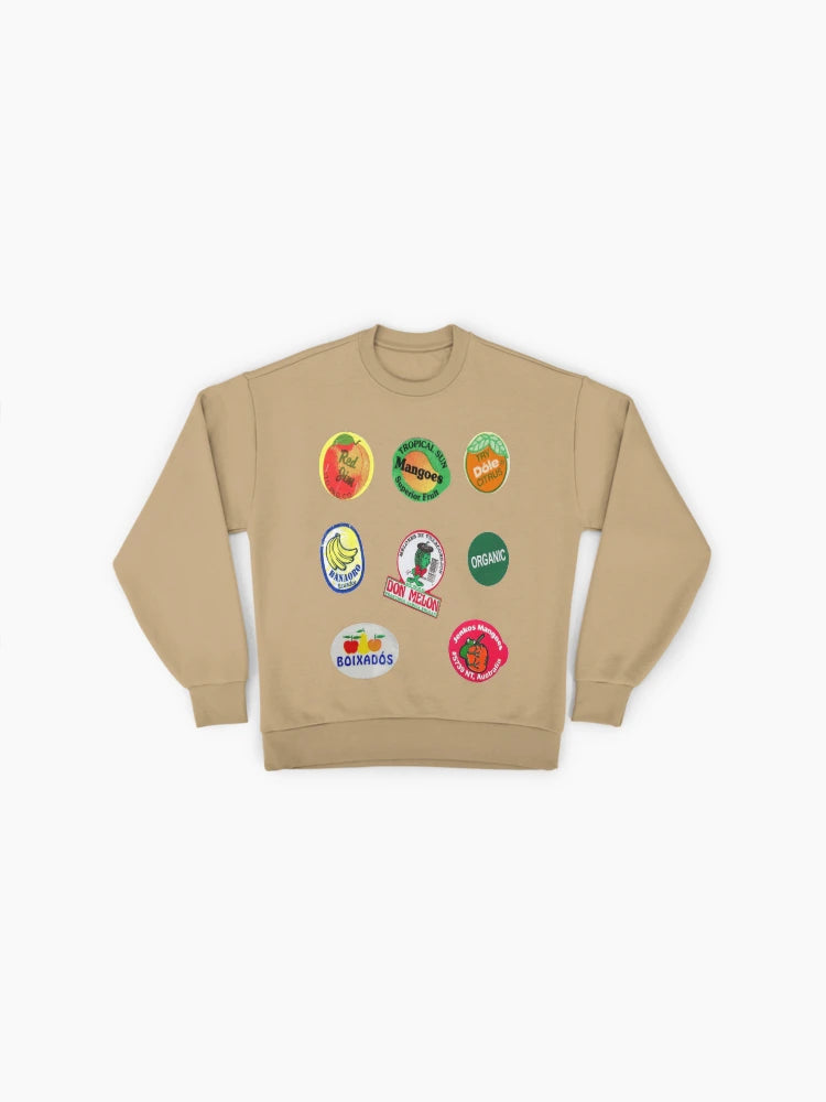 Retro Fruit Sticker Labels, Vintage Aesthetic Sweatshirt