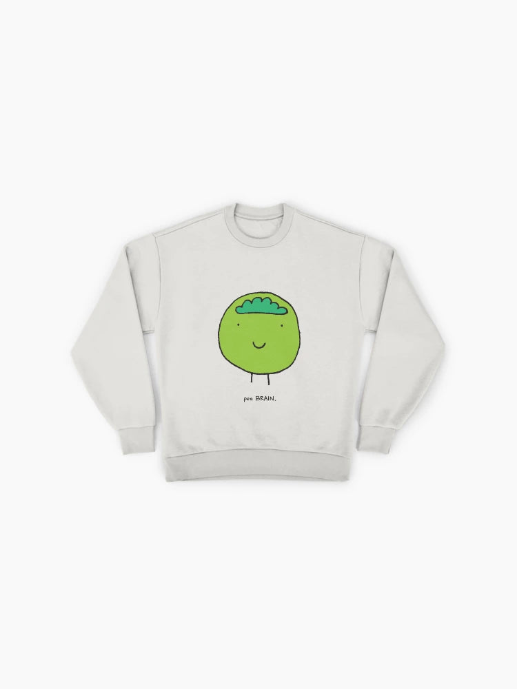 Cute Pea Brain Doodle, Funny & Soft Oversized Novelty Sweatshirt