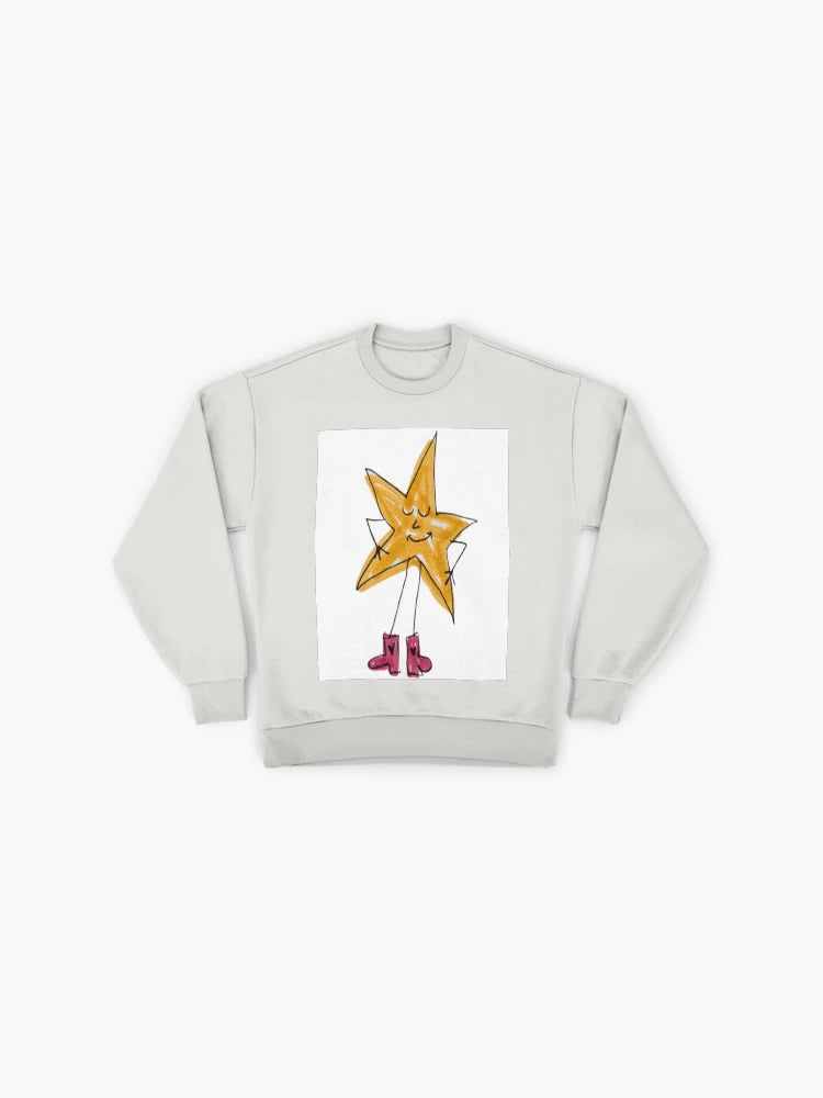 Star Guy with Boots Sweatshirt, Quirky Character Art Graphic Top