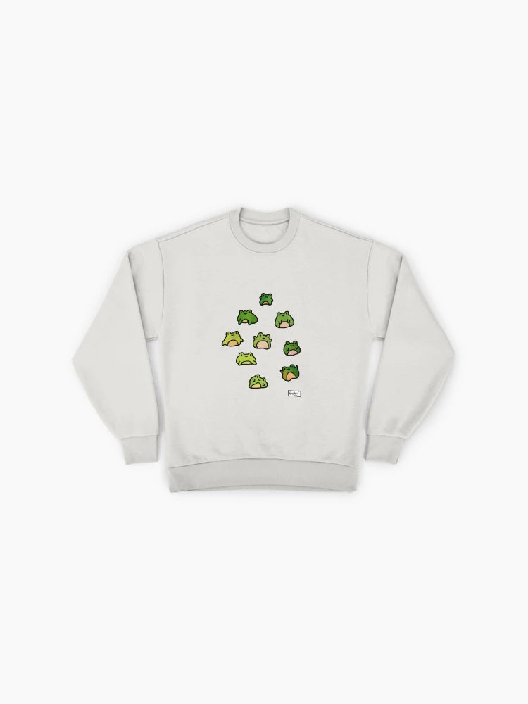 Frogs Doodle Art Sweatshirt, Premium Oversized Aesthetic Pullover