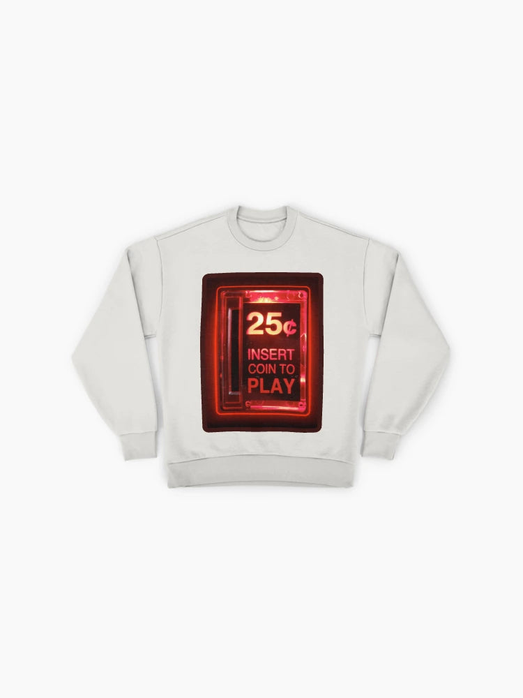 Insert Coin Retro Arcade Sweatshirt | Vintage Gamer Oversized Apparel