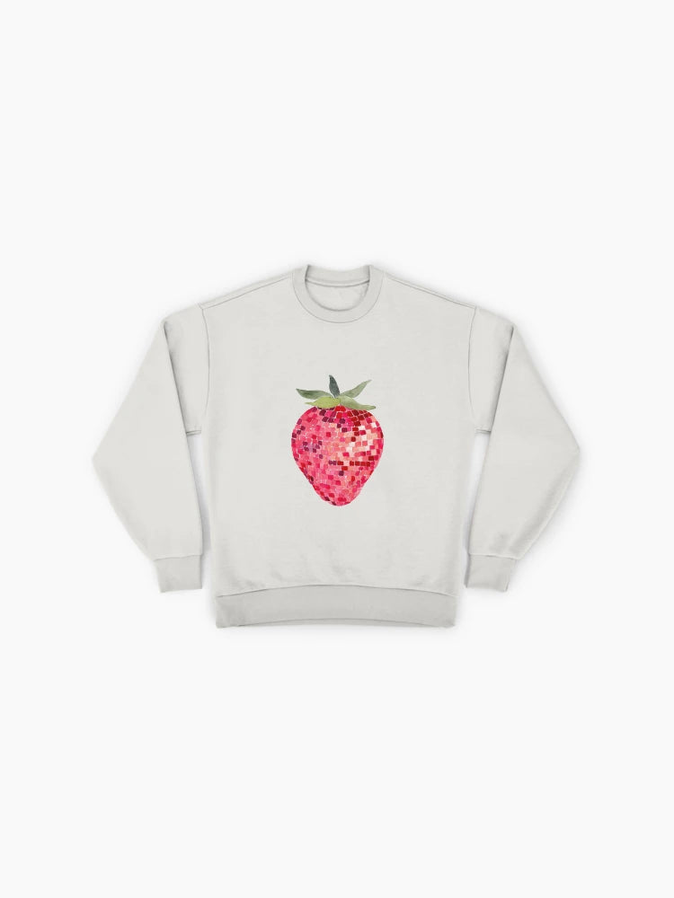Strawberry Disco Ball Graphic Sweatshirt, Premium Oversized Pullover