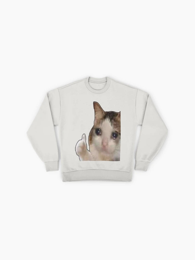 Everything's Good" Cat, Funny Positive Vibe Meme Sweatshirt