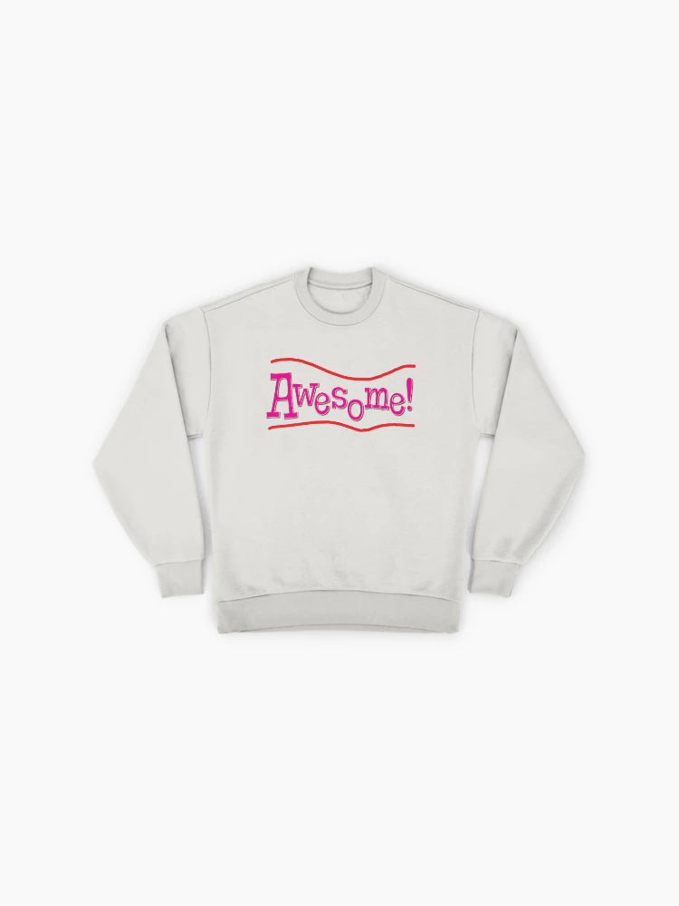 Awesome!" Bold Statement Sweatshirt, Minimalist Graphic Word Top