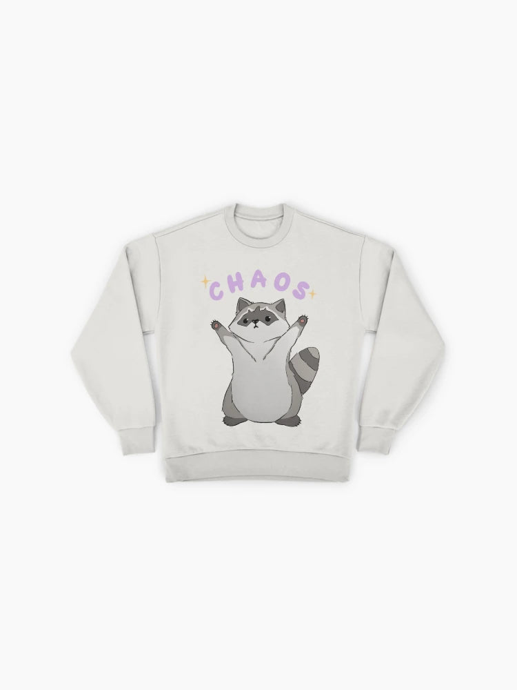 Raccoon Chaos Funny Graphic, Premium Oversized Sweatshirt