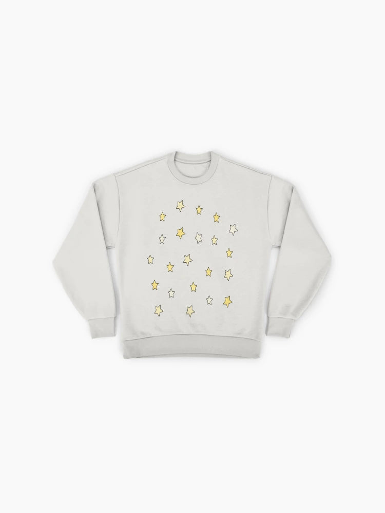 Yellow Mini Star Pack Sweatshirt | Simple Starry Pattern Oversized Top