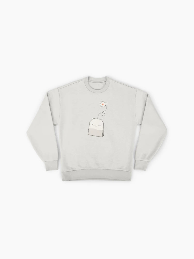 Tea Time Graphic Sweatshirt | Cozy Drink Lover's Oversized Crewneck