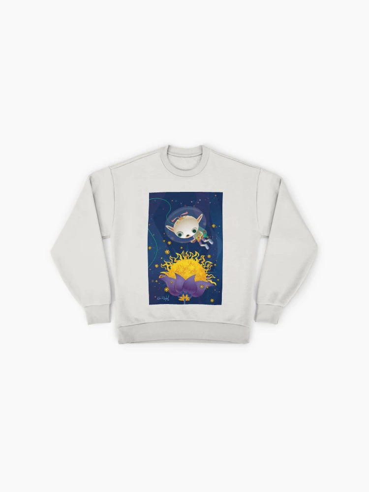 Tachyon Gardens Spacewalk Sweatshirt, Cosmic Sci-Fi Graphic Top