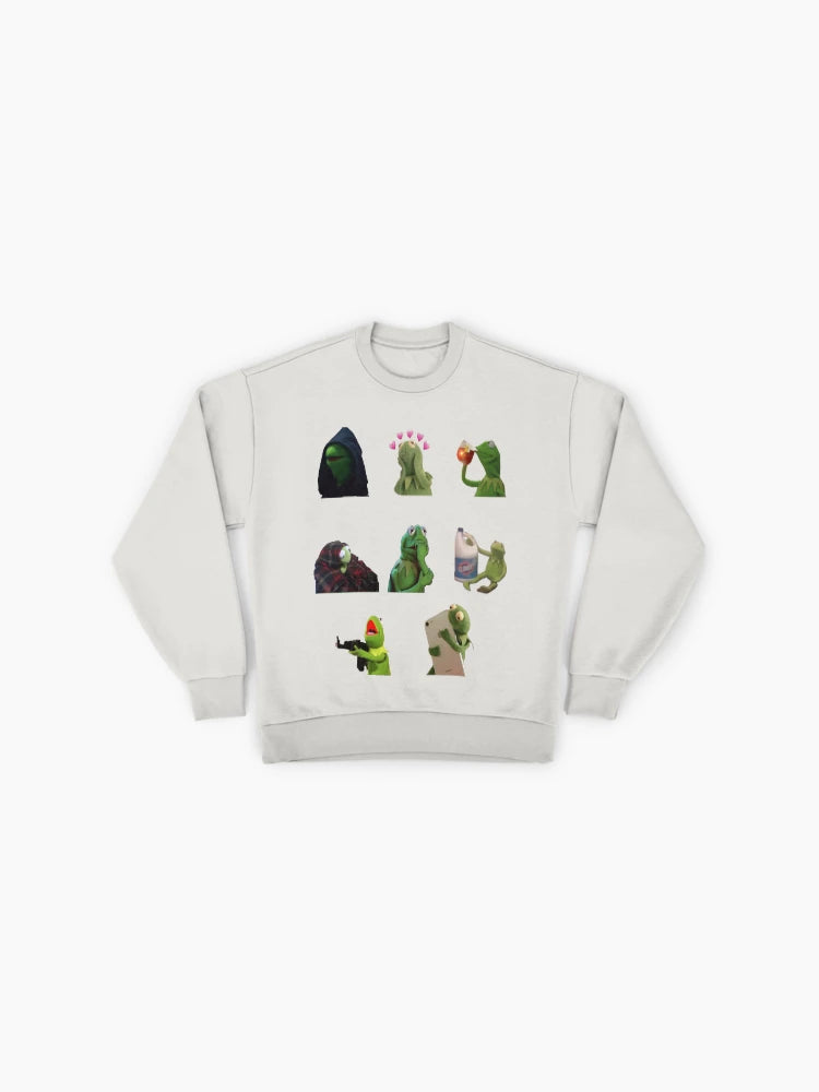 Kermit the Frog Meme Pack Art, Premium Oversized Sweatshirt