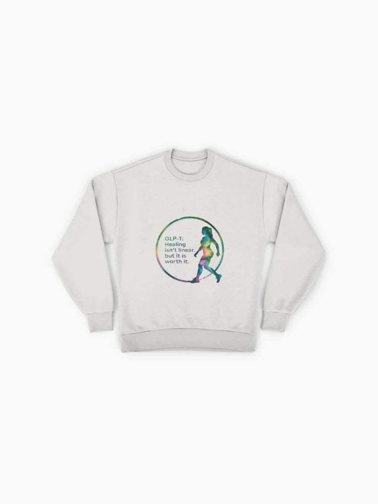 GLP-1 "Healing Isn't Linear" Inspirational Quote Oversized Sweatshirt
