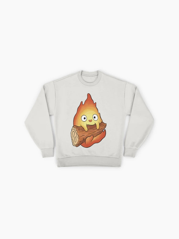 Calcifer Fire Demon Sweatshirt | Anime Movie Fan Art Oversized Top