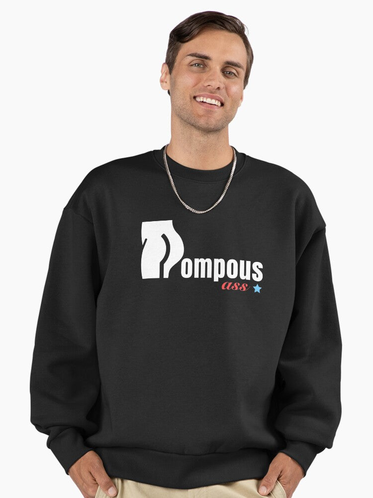 Pompous Ass Hashtag, Funny Political Satire Oversized Sweatshirt Black