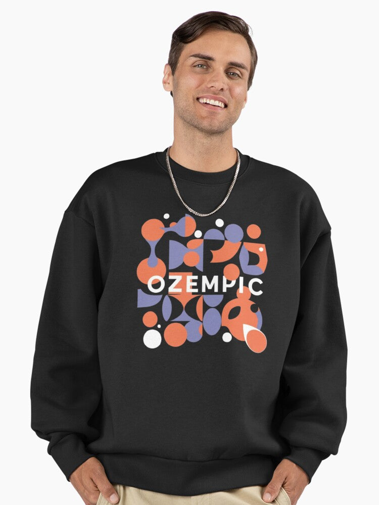 Ozempic Pattern Vintage Classic Sweatshirt, All-Over Print Oversized Top Black