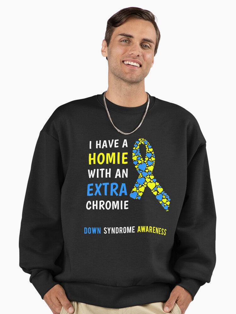 Down Syndrome Awareness, Trisomy 21 Support Oversized Sweatshirt Black