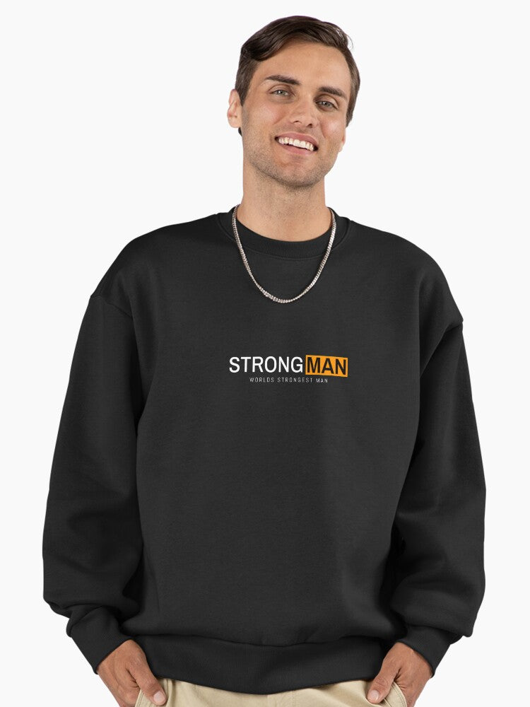 Official WSM Strongman Logo, Premium Heavy-Duty Oversized Sweatshirt Black