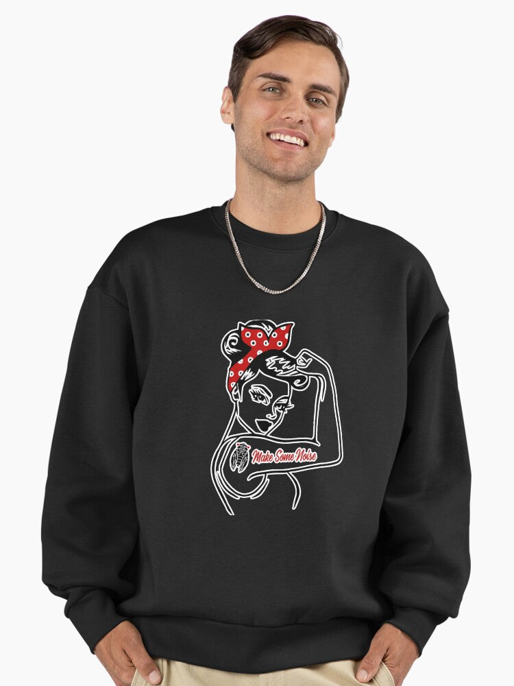 Feminist Rosie Cicada Sweatshirt: Make Some Noise, Strong Women Black