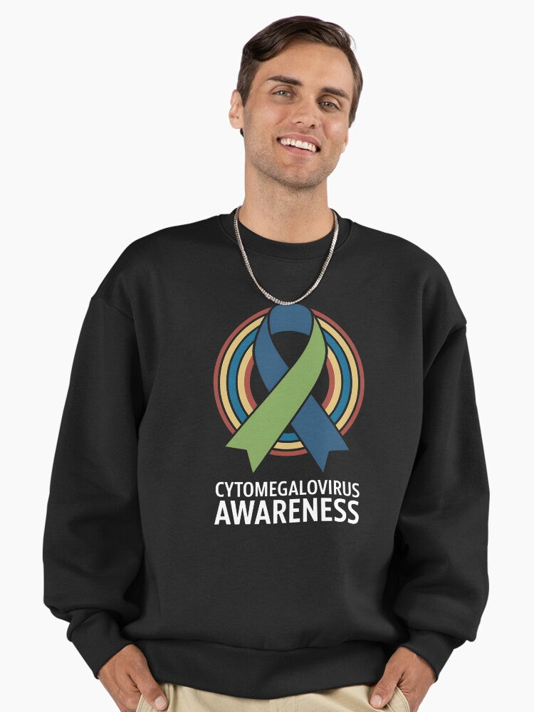 Cytomegalovirus (CMV) Awareness Ribbon Oversized Sweatshirt Black