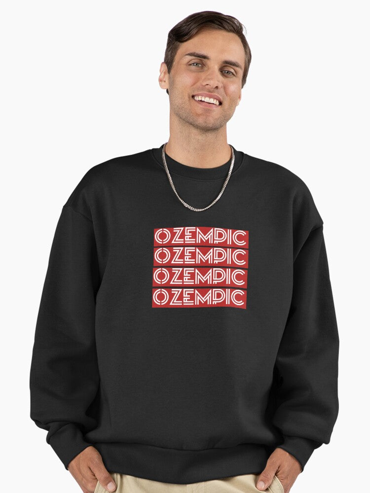 Ozempic Themed Dad Gift Sweatshirt, Funny Birthday Oversized Pullover Black