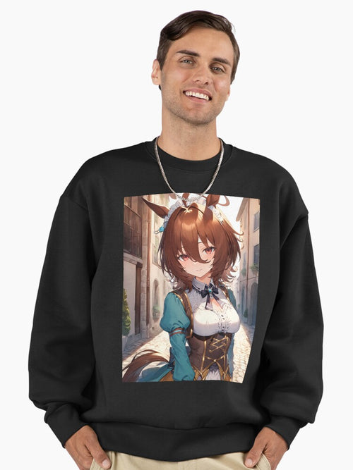Agnes Tachyon Bright Stroll Sweatshirt, Fantasy Style Anime Graphic Black