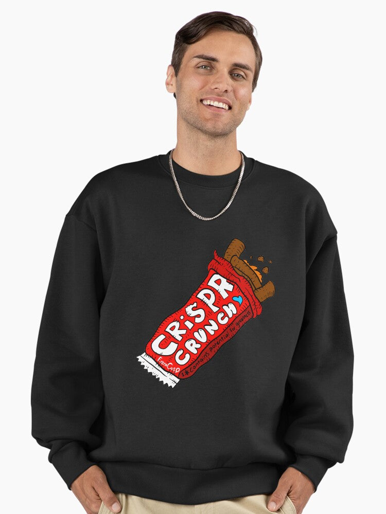 CRISPR Crunch Cereal Box Parody, Science Joke Sweatshirt Black