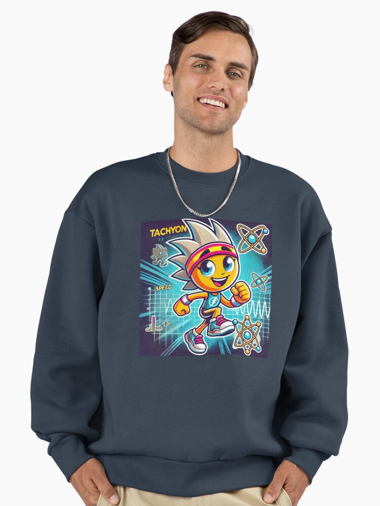 Tracy Tachyon FTL Physics Wordplay Sweatshirt, Funny Science Gift Top Midnight Navy