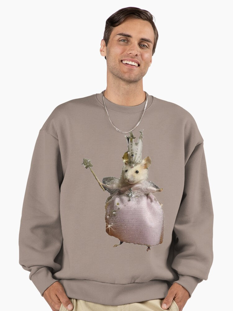 Fairy Rat Mother Whimsical Art, Fantasy Oversized Sweatshirt Shiitake