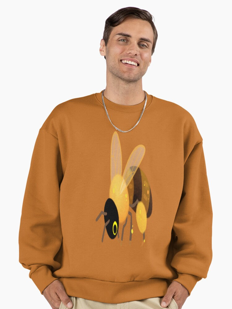 Honey Bees Graphic Sweatshirt, Nature Lover's Oversized Pullover Clay