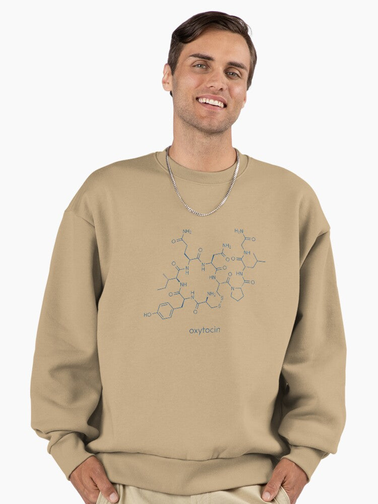 Oxytocin "Cuddle Hormone" Molecule, Skeletal Formula Sweatshirt Tan