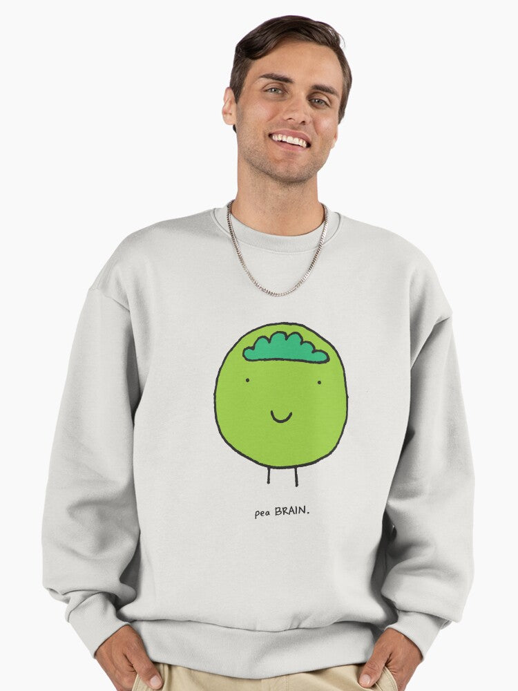 Cute Pea Brain Doodle, Funny & Soft Oversized Novelty Sweatshirt Bone