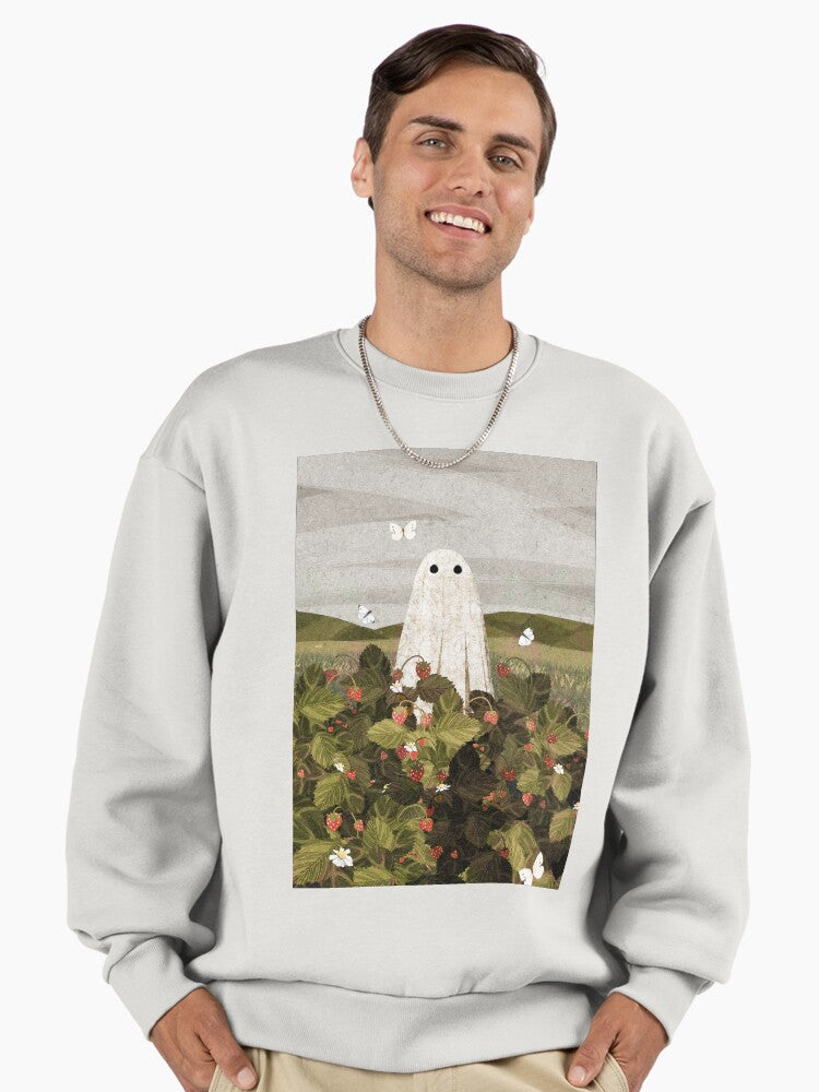 Strawberry Fields Graphic Art, Premium Oversized Sweatshirt Bone