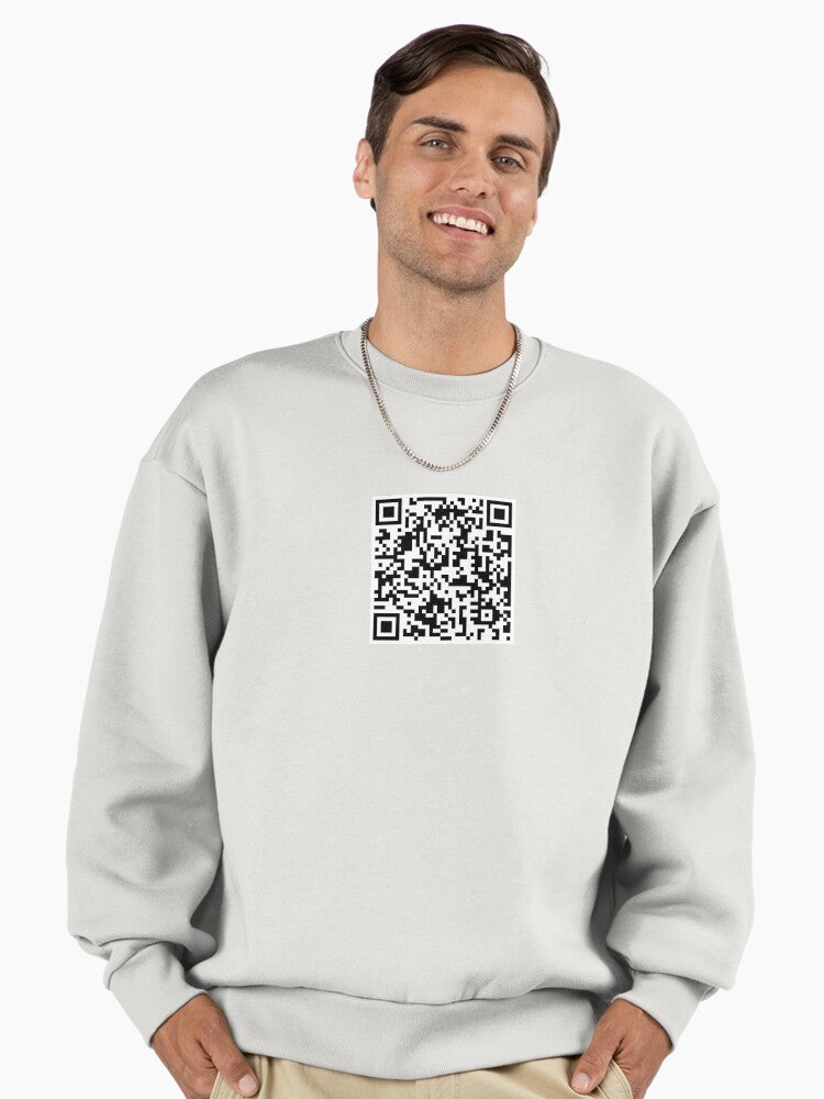 Rick Roll QR Code Prank, Funny Meme Oversized Sweatshirt Bone