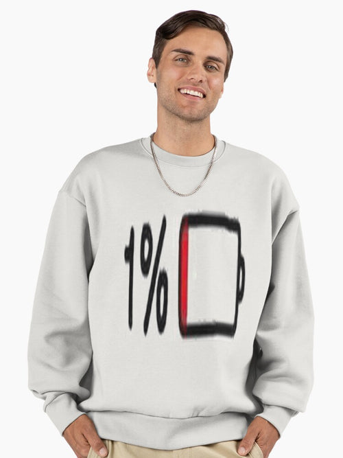 1 Percent Club Sweatshirt, Minimalist Satire Statement Top Bone