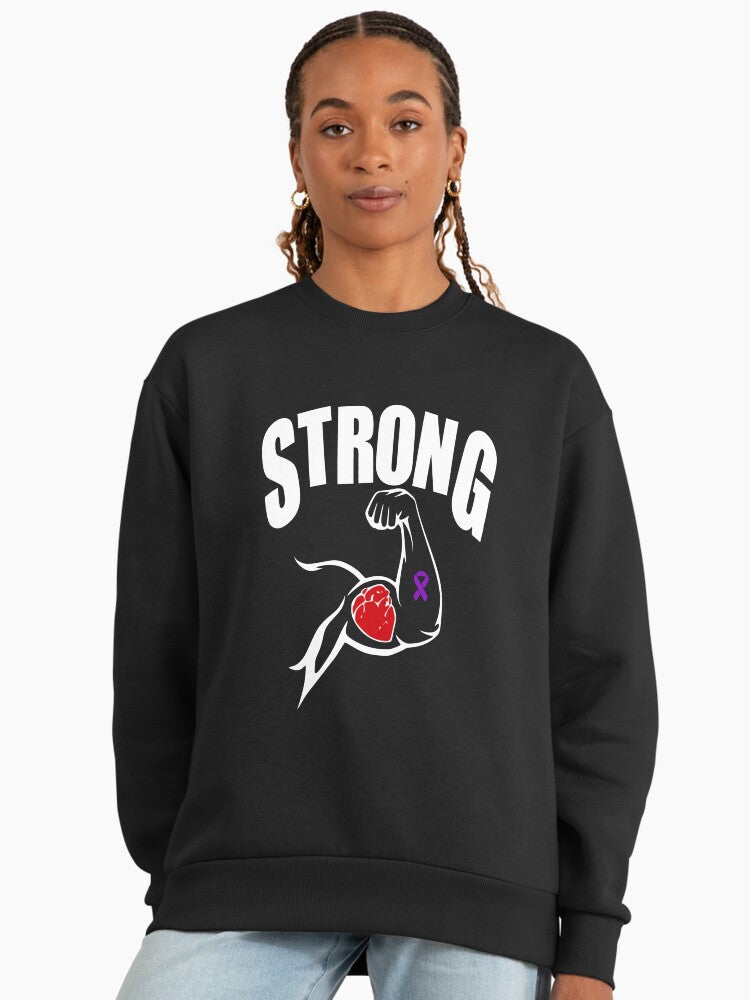 All Cancer Awareness Ribbon, Multi-Color Support Oversized Sweatshirt Black