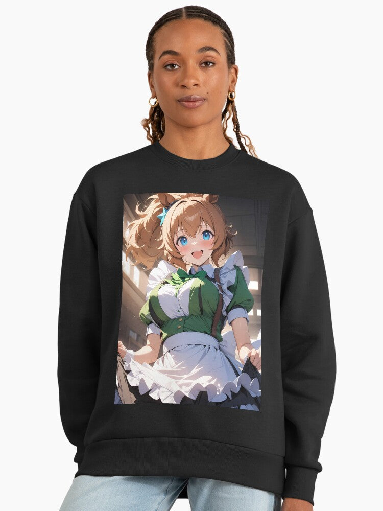 Taiki Shuttle Maid Outfit Smile Sweatshirt, Uma Musume Anime Girl Top Black