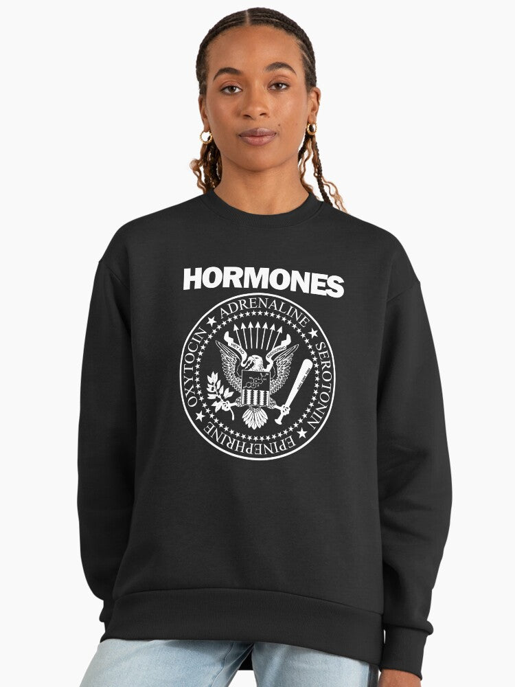 H-O-R-M-O-N-E-S Graphic Sweatshirt, Funny Science & Biology Top Black