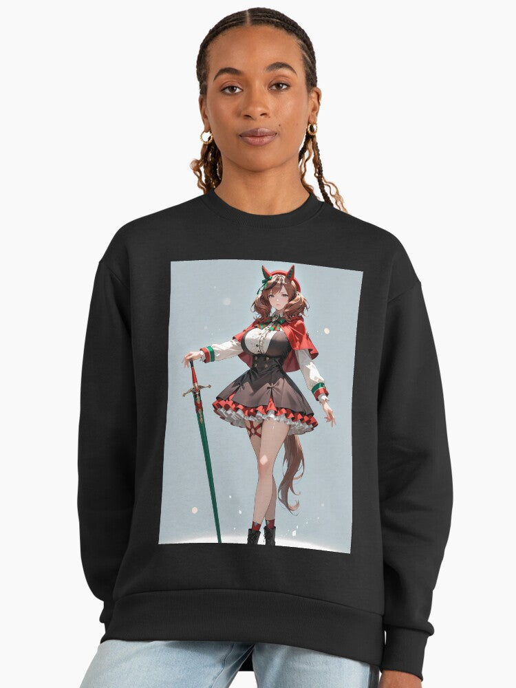 Nice Nature Warrior Sweatshirt, Fantasy Uma Musume Oversized Top Black