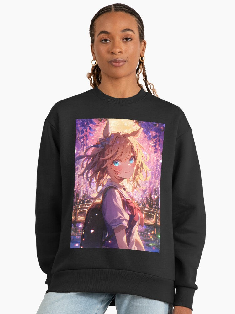 Taiki Shuttle Wisteria Sweatshirt, Fantasy Moonlight Anime Top Black