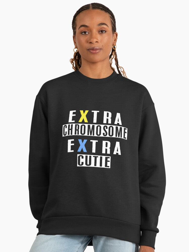 Extra Chromosome Extra Cutie" Sweatshirt, Down Syndrome Pride Black