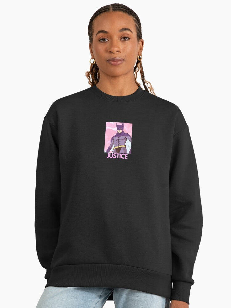 Antihero of Justice Themed Sweatshirt, Dark Hero Premium Oversized Top Black