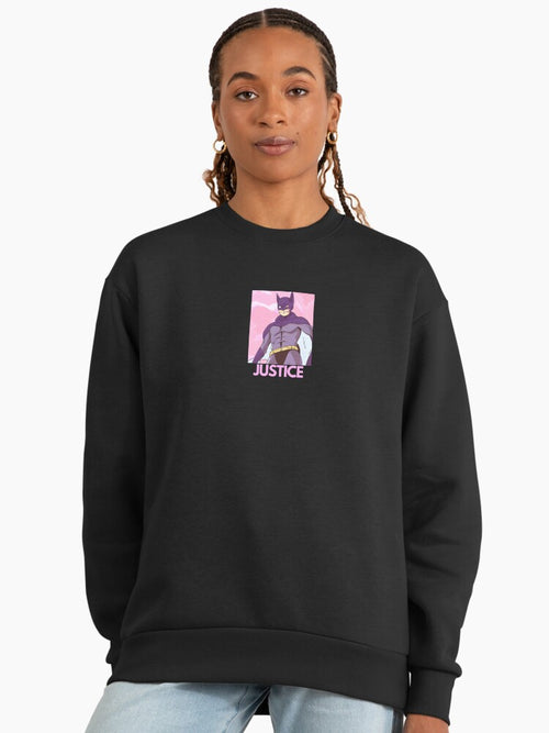 Antihero of Justice Themed Sweatshirt, Dark Hero Premium Oversized Top Black