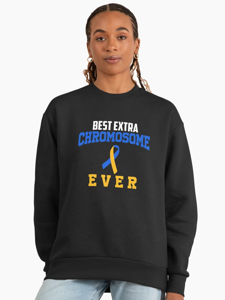 Best Extra Chromosome Ever, Down Syndrome Pride Oversized Sweatshirt Black