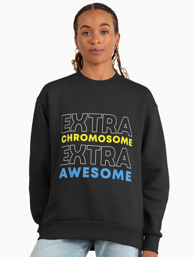 Trisomy 21 Pride, Down Syndrome Extra Awesome Sweatshirt, Youth Black