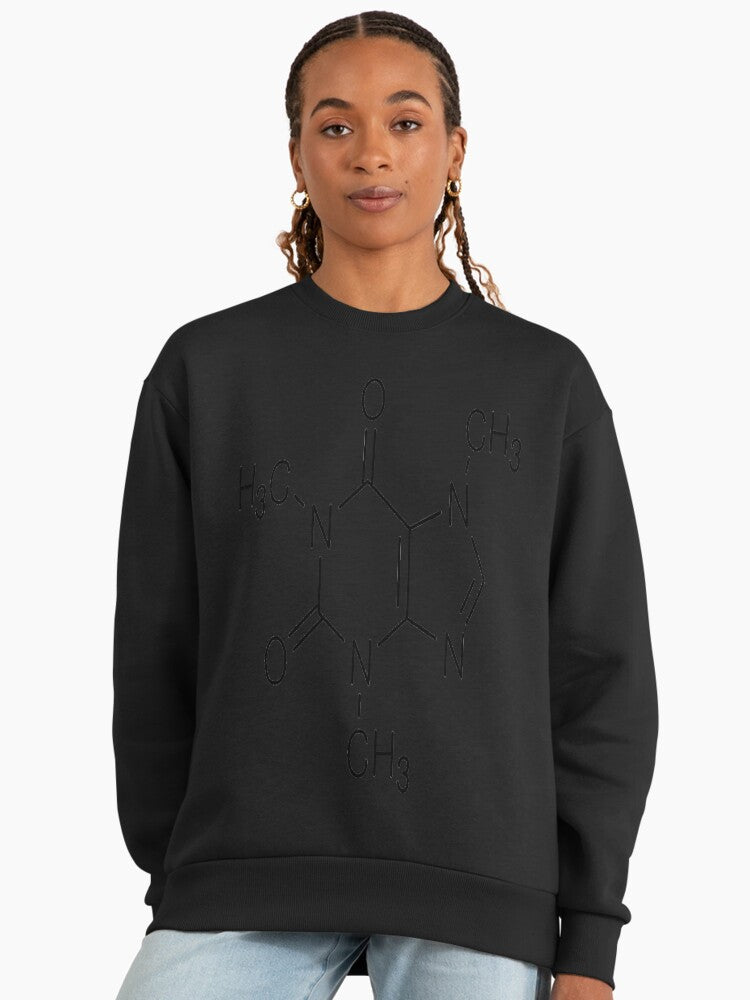 Caffeine Addict Graphic Statement, Premium Oversized Sweatshirt Graphite Black