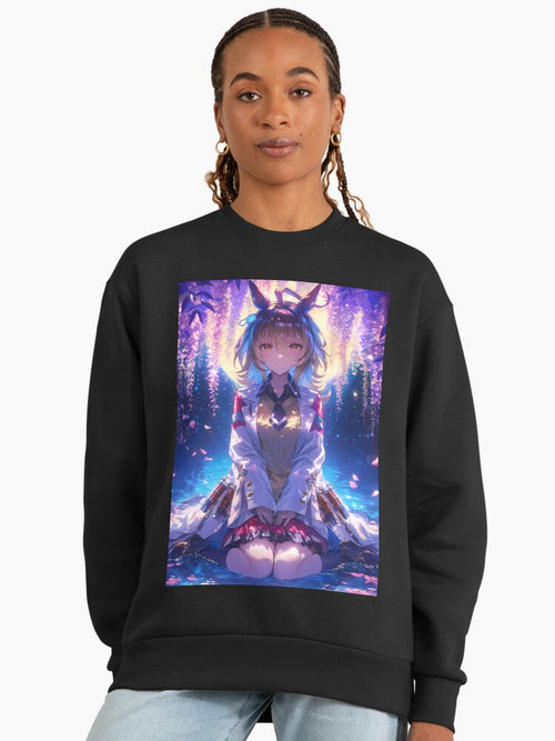 Agnes Tachyon Wisteria Dreamy Anime Sweatshirt, Fantasy Graphic Top Black