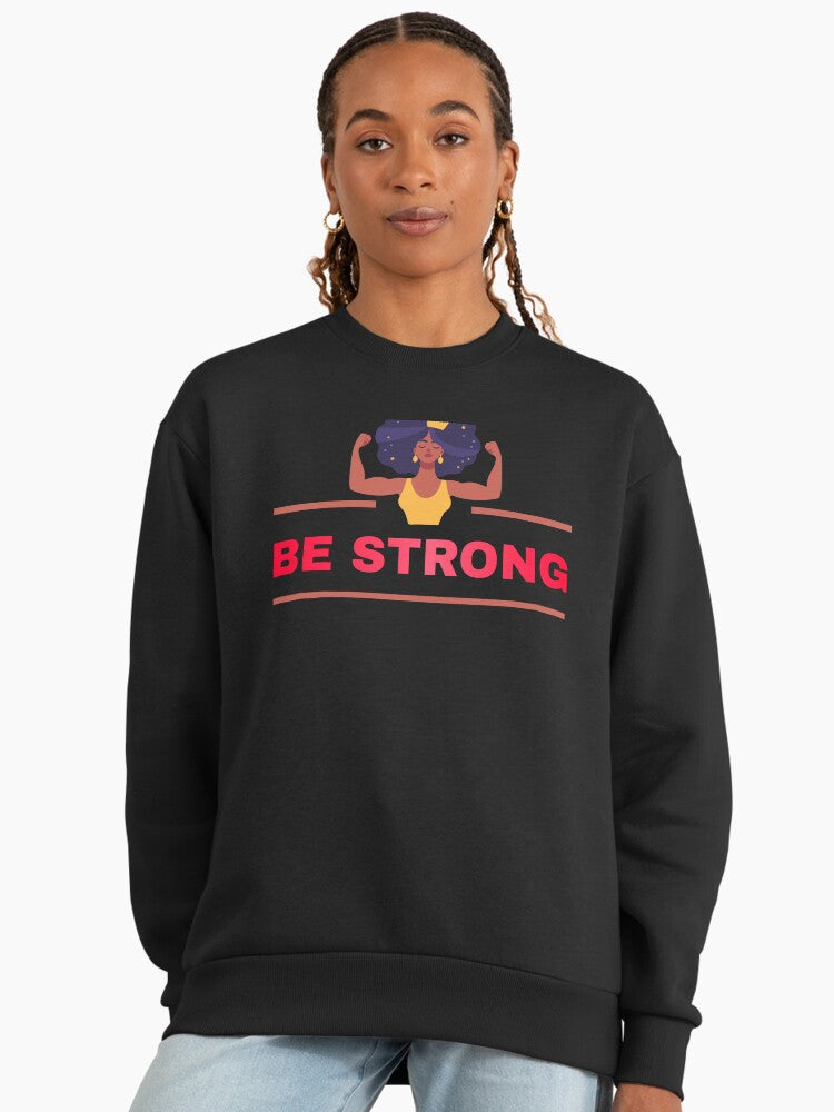 Queens Be Strong, Women's Empowerment Premium Oversized Sweatshirt Black