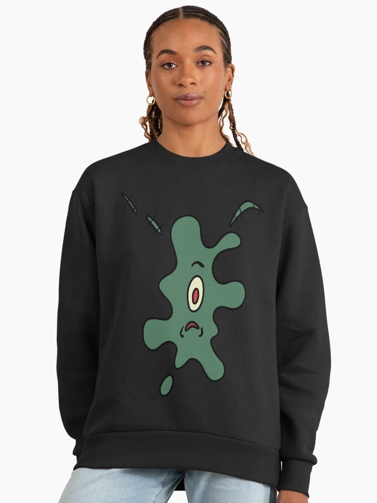 Splattered Plankton Art Sweatshirt | Unique Abstract Oversized Top Black
