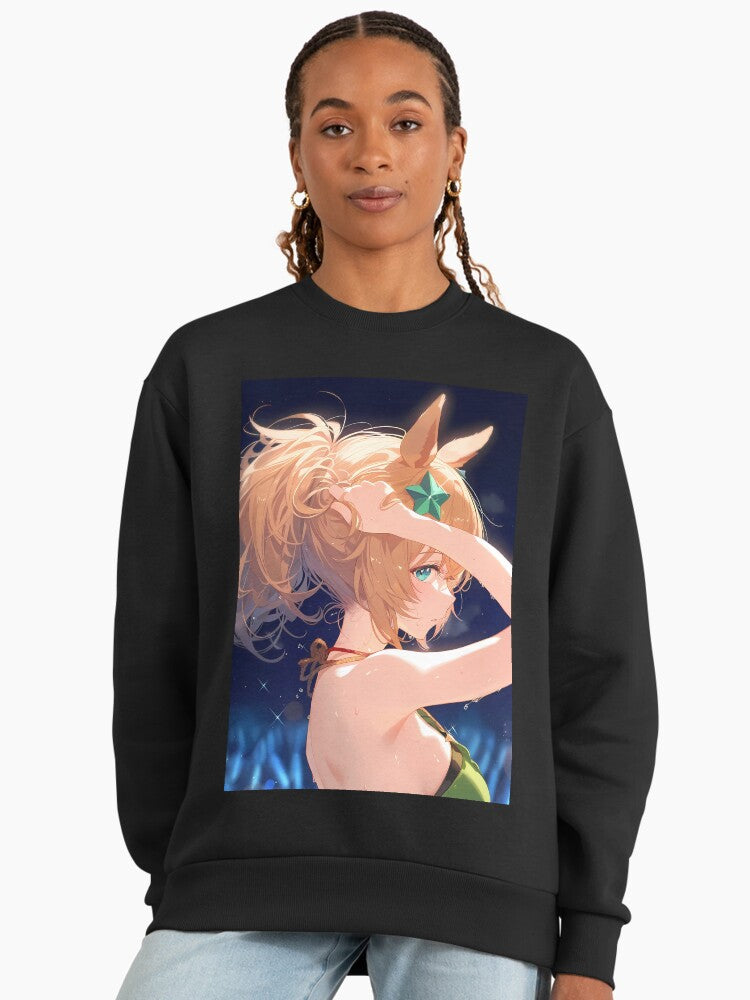 Elegant Taiki Shuttle Stage Light Sweatshirt, Uma Musume Anime Girl Black