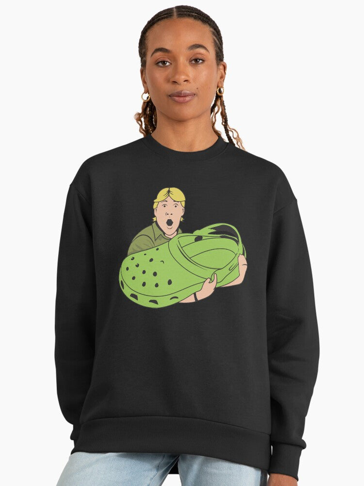 Croccy Crocodile Fan Humor, Premium Oversized Sweatshirt Graphite Black