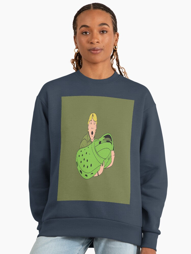 Croccy! Funny Crocodile Meme Sweatshirt, Premium Oversized Fit Midnight Navy